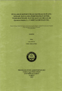 Image of PENGARUH KONSENTRASI EKSTRAK BAWANG MERAH DAN ALAM PERENDAMAN SETEK TERHADAP HASIL DAN KUALITAS UBI JALAR (Ipomoea batatas L.) VARIETAS BENIAZUMA